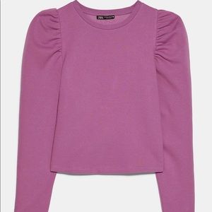 NEW LILAC BALLOON SLEEVE SWEATSHIRT, S - Zara